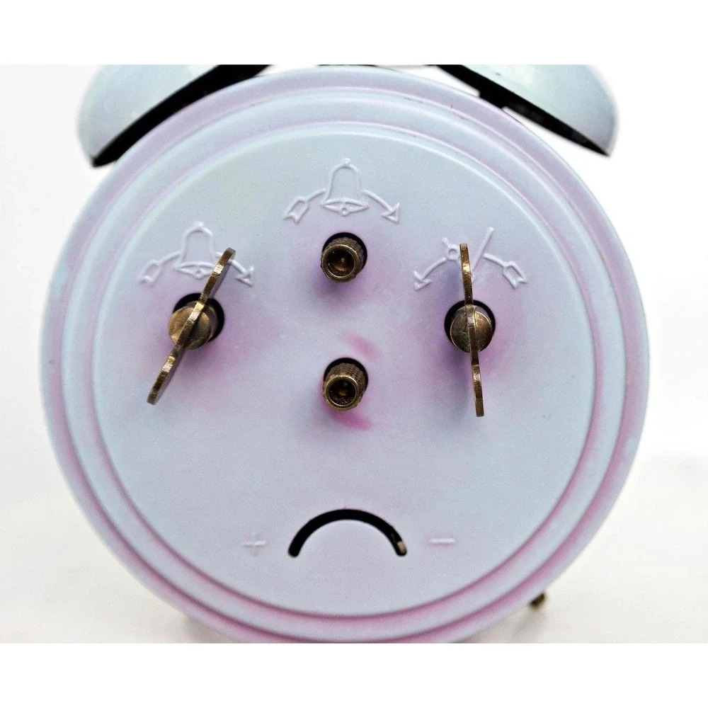 Vintage 1960s Sheffield Twin Bell Alarm Clock Purple Blue West Germany MCM Decor